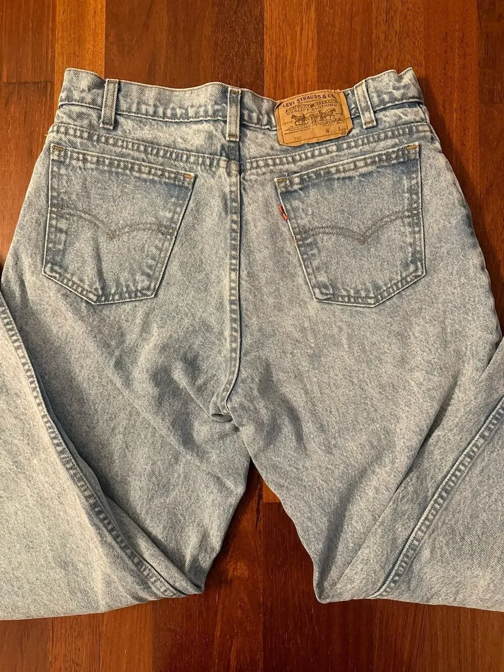 Vintage Levi’s 350 Orange Tab Jeans Made in USA Light Stone Wash Tag 34x32 Rare